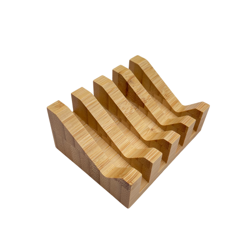 slanted bamboo soap dish